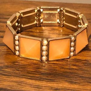 Chunky Peach and Faux Pearl Bracelet